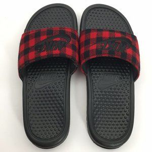 buffalo plaid nike slides